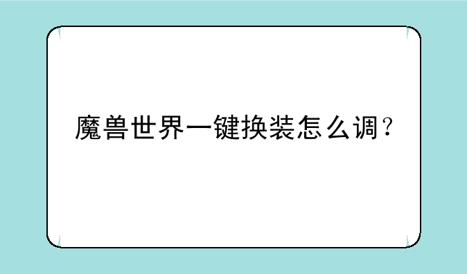 魔兽世界一键换装怎么调？
