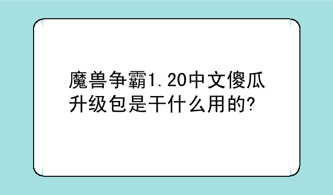 魔兽争霸1.20中文傻瓜升级包是干什么用的?
